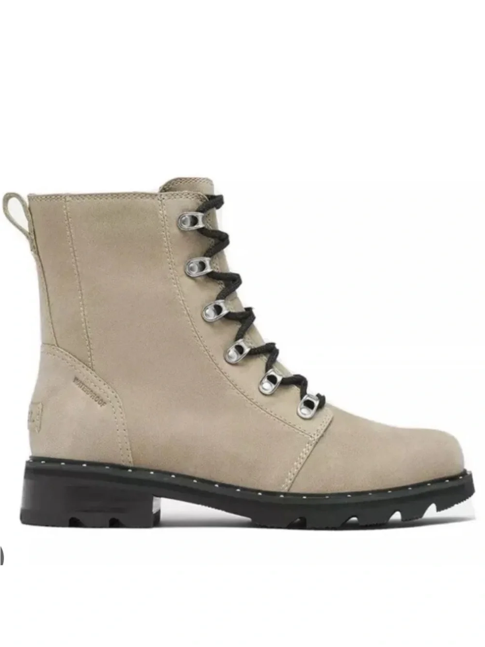 SOREL Lennox Lace Waterproof Suede Combat Moto Lug Boots Sandy Tan 7.5